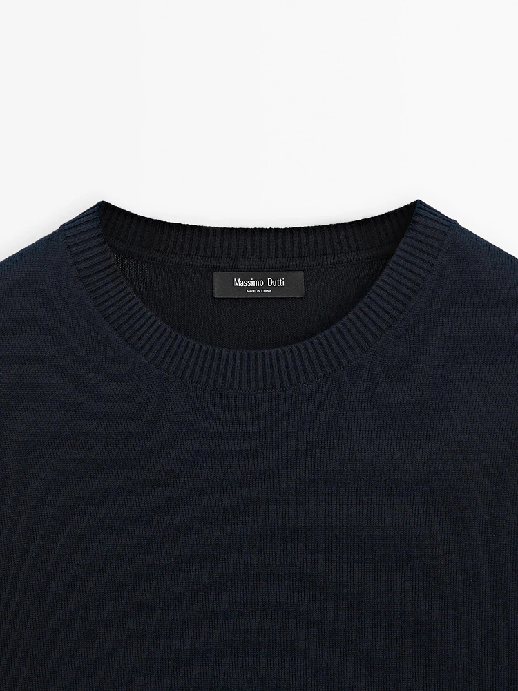 Cotton blend knit sweater
