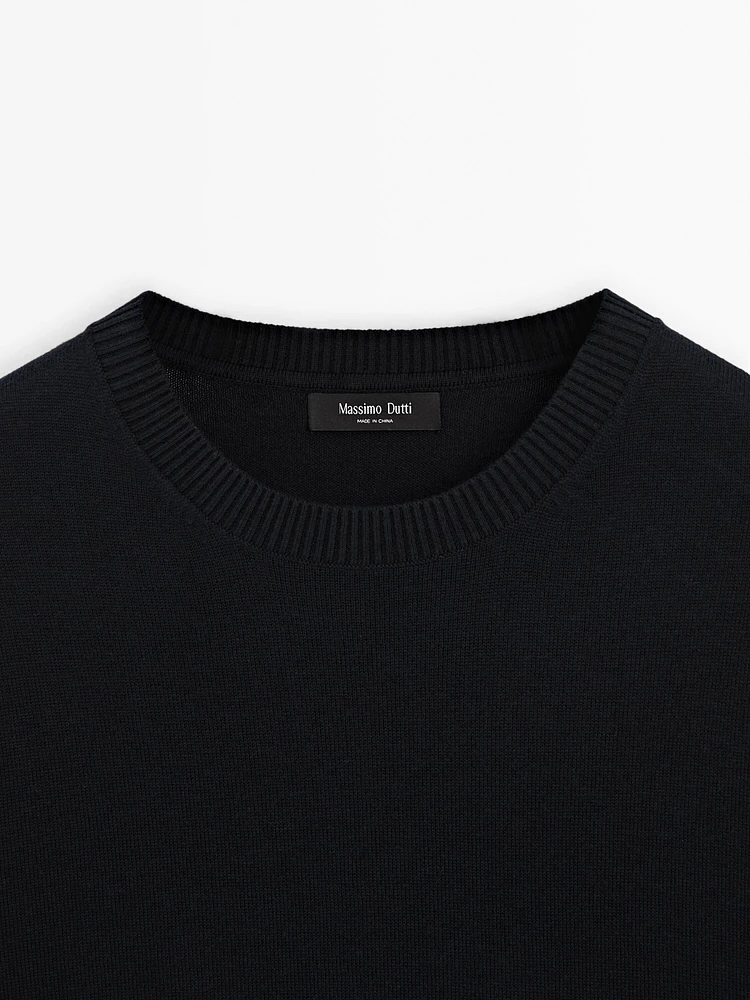 Cotton blend knit sweater