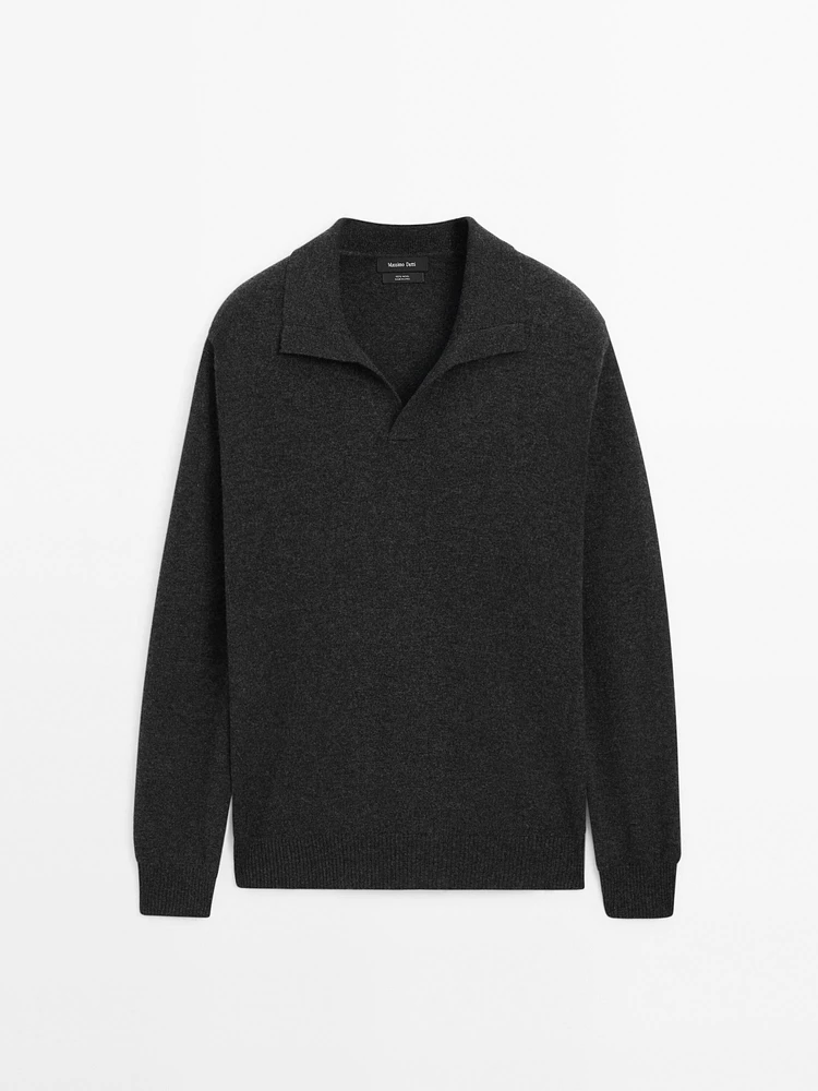 100% wool knit polo sweater