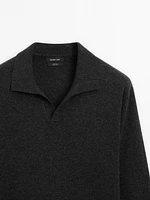 100% wool knit polo sweater