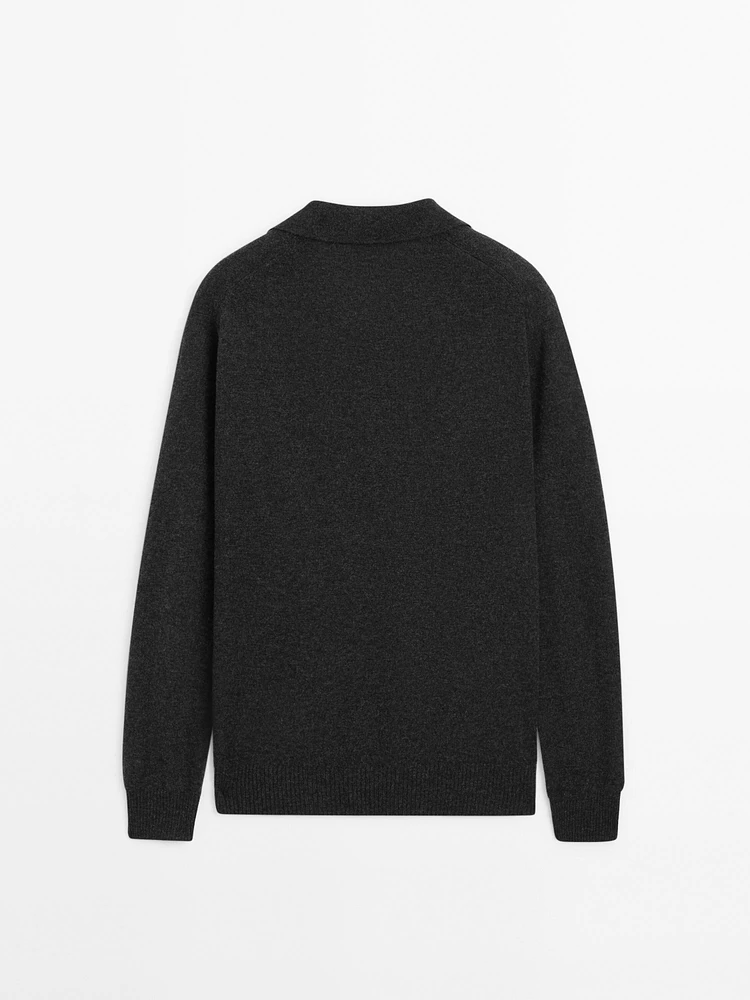 100% wool knit polo sweater