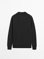 100% wool knit polo sweater