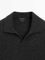 100% wool knit polo sweater