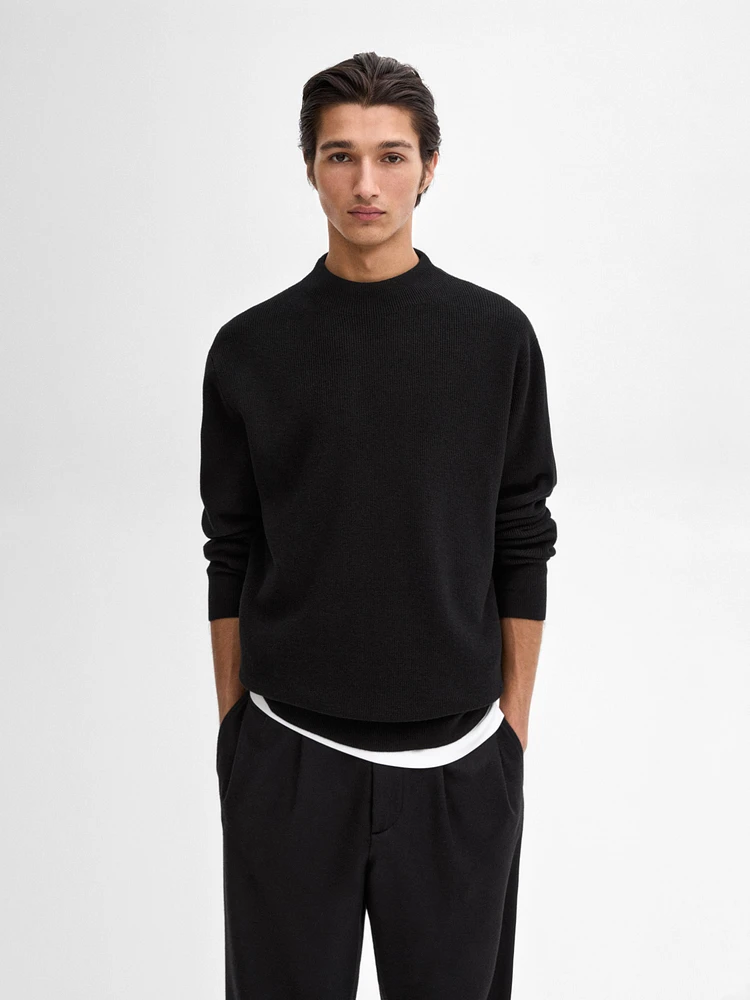 Mock turtleneck knit sweater