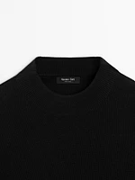 Mock turtleneck knit sweater