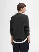 Ribbed knit polo collar sweater