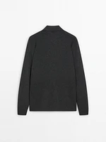 Ribbed knit polo collar sweater