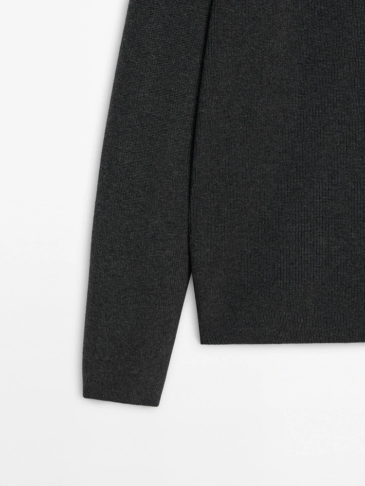 Pull en maille côtelée à col polo