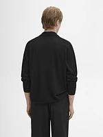 Wool blend knit sweater with polo collar