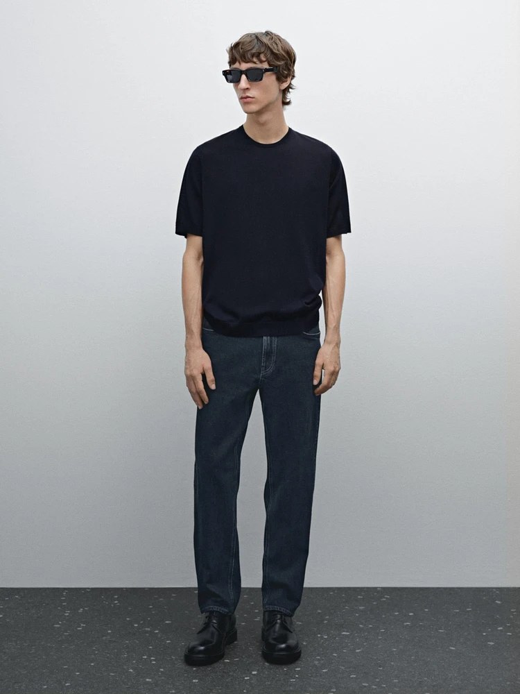 T-shirt en maille 100 % laine mérinos