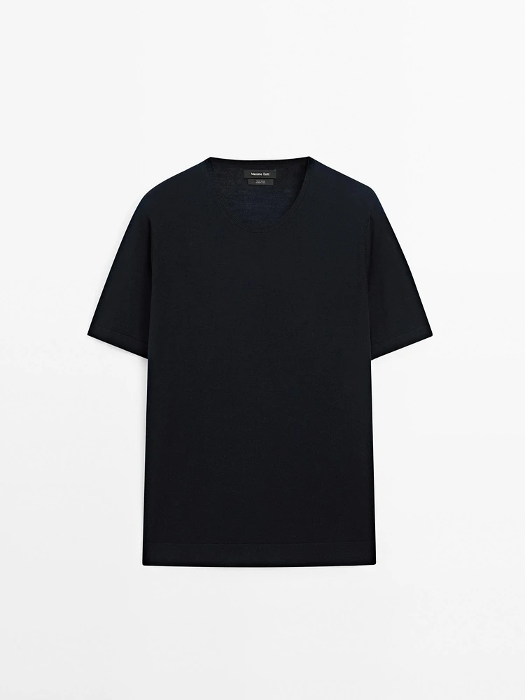 T-shirt en maille 100 % laine mérinos