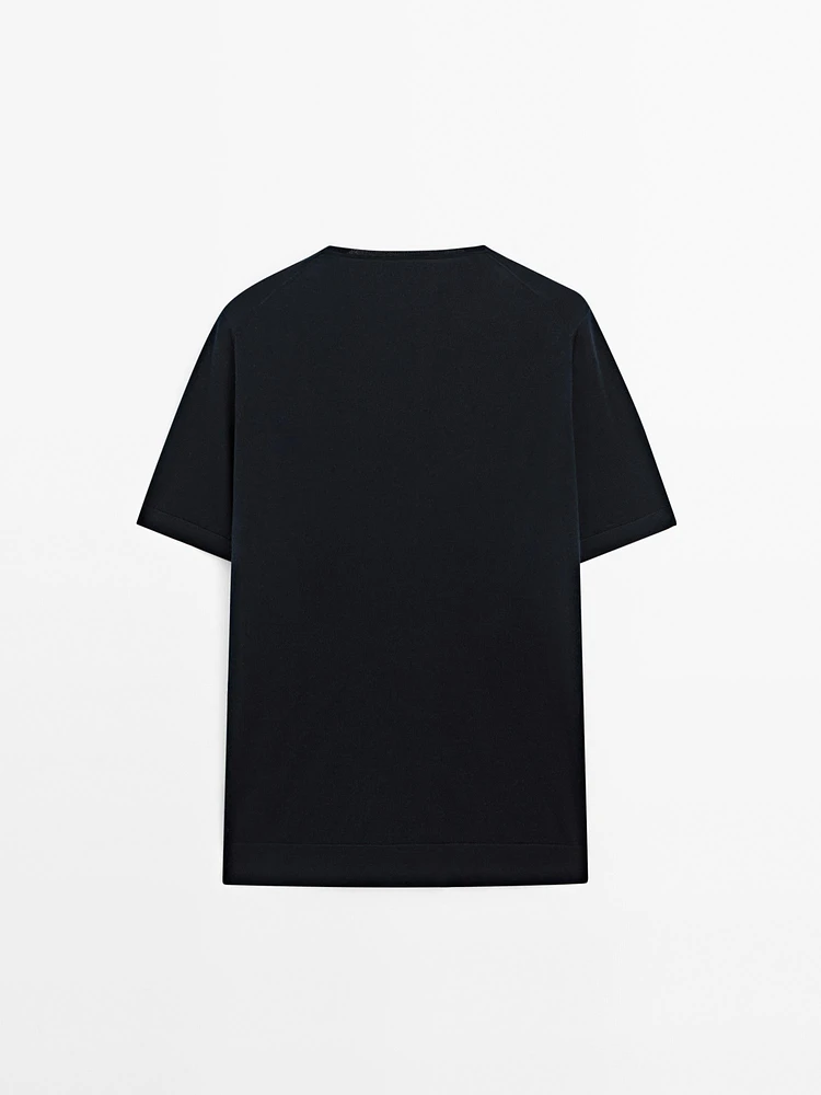 T-shirt en maille 100 % laine mérinos