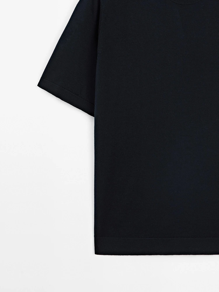 T-shirt en maille 100 % laine mérinos
