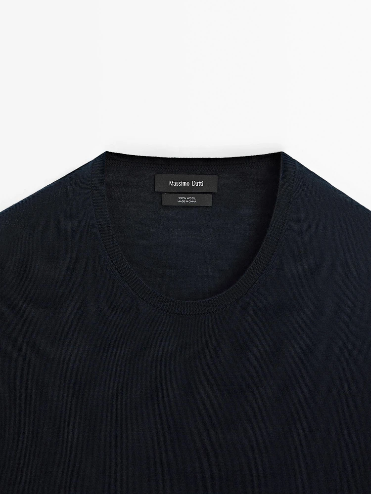 T-shirt en maille 100 % laine mérinos