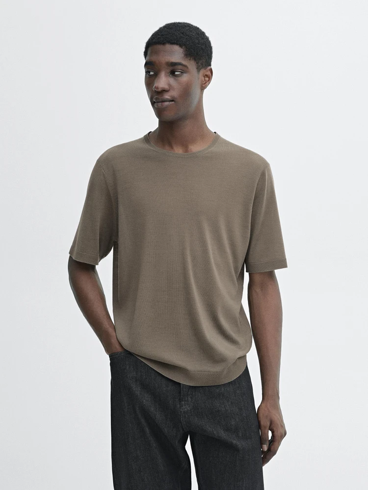 100% merino wool knit T-shirt