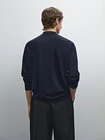 Pull en maille à col polo 100 % laine mérinos