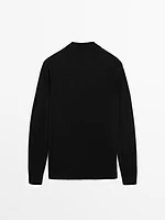 100% merino wool knit sweater with polo collar