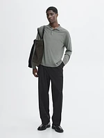 100% merino wool knit sweater with polo collar