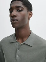 100% merino wool knit sweater with polo collar