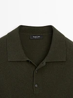 Wool blend polo collar sweater