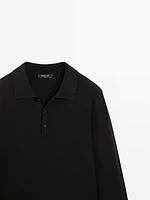 Wool blend polo collar sweater