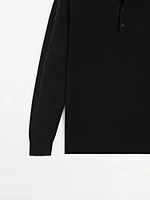 Wool blend polo collar sweater