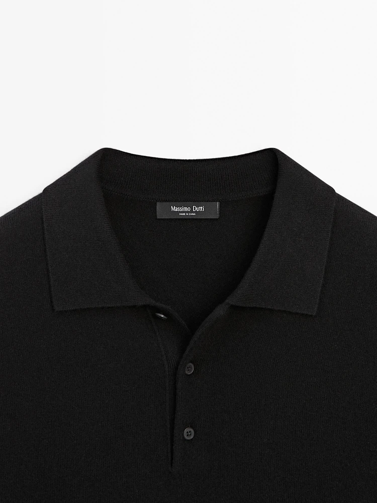 Wool blend polo collar sweater