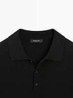 Wool blend polo collar sweater