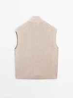 Cotton knit vest with zip