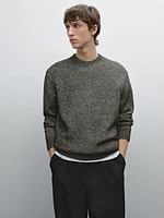 Cotton blend melange knit sweater