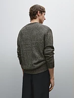 Cotton blend melange knit sweater