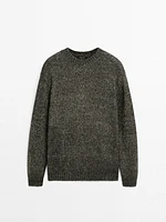 Cotton blend melange knit sweater