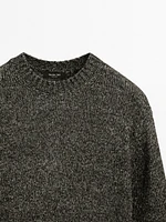 Cotton blend melange knit sweater