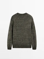 Cotton blend melange knit sweater