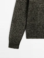 Cotton blend melange knit sweater