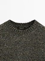 Cotton blend melange knit sweater