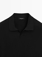 Short sleeve V-neck polo sweater