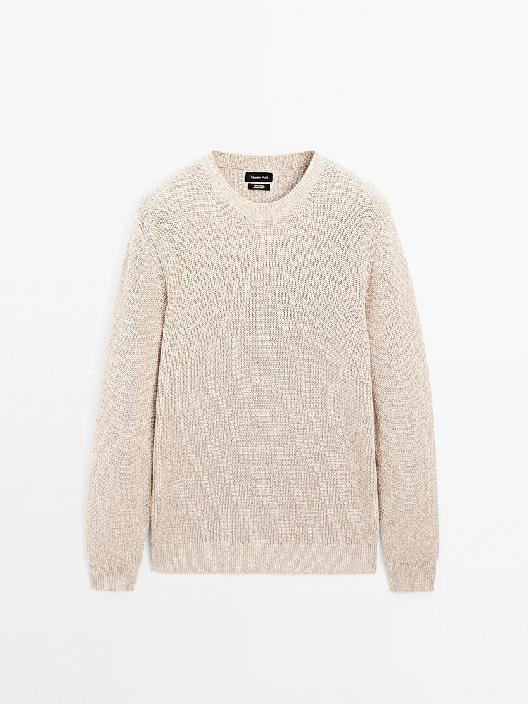 100% cotton ribbed knit sweater