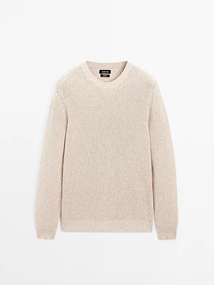 100% cotton ribbed knit sweater