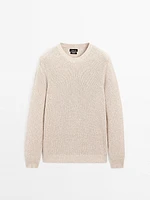 100% cotton ribbed knit sweater