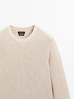 100% cotton ribbed knit sweater