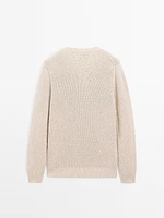 100% cotton ribbed knit sweater