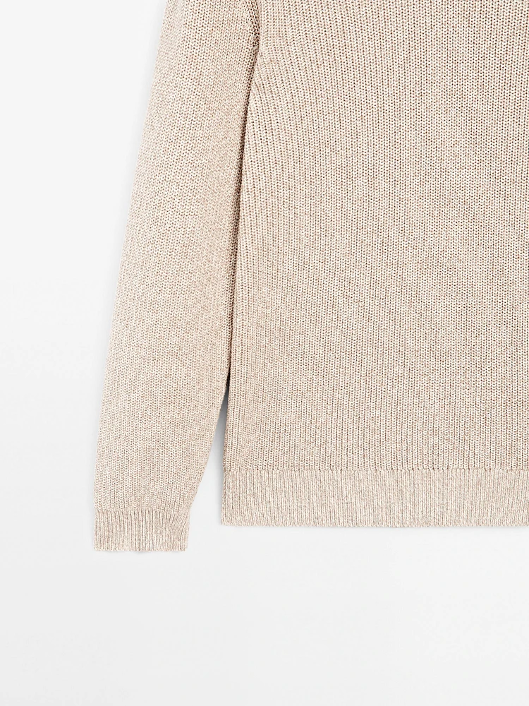 100% cotton ribbed knit sweater