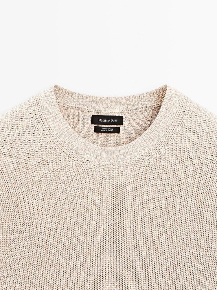 100% cotton ribbed knit sweater