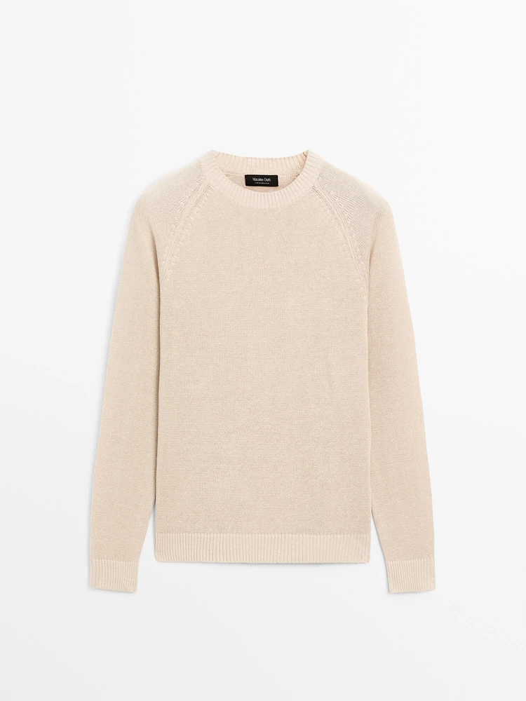 Linen blend crew neck sweater