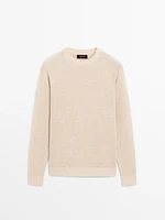 Linen blend crew neck sweater