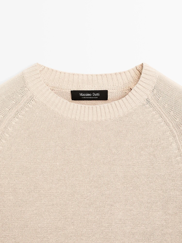 Linen blend crew neck sweater