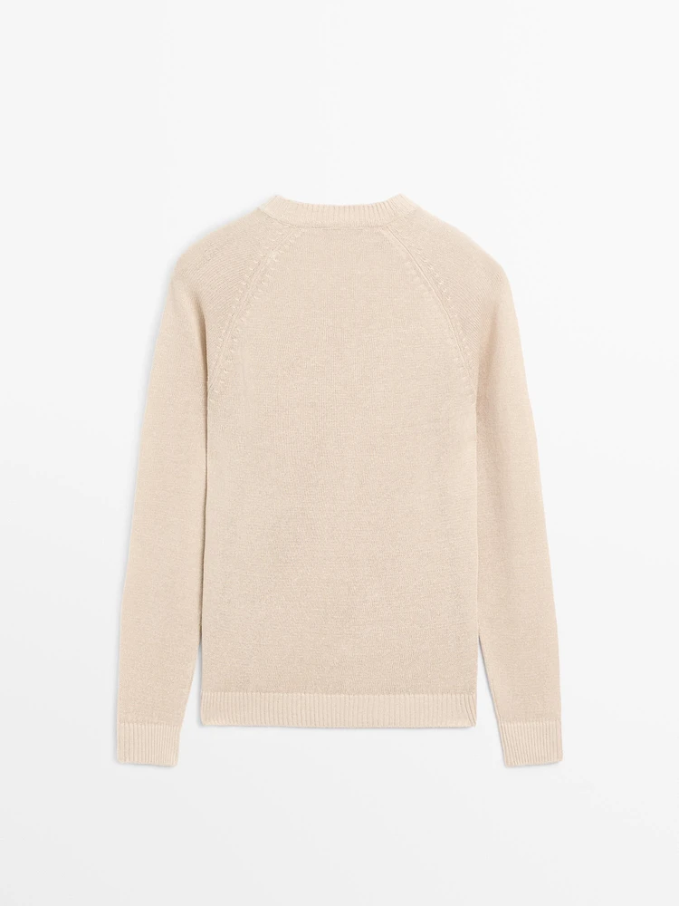 Linen blend crew neck sweater