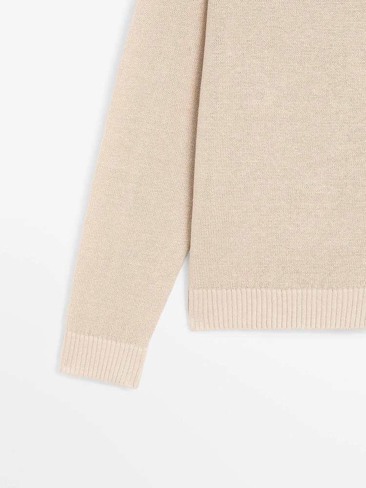 Linen blend crew neck sweater