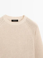 Linen blend crew neck sweater